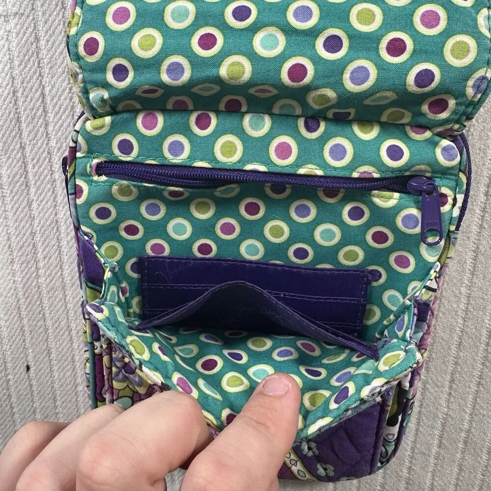 Vera Bradley Purple Floral Paisley Small Hipster Crossbody Purse~Snap/Zip